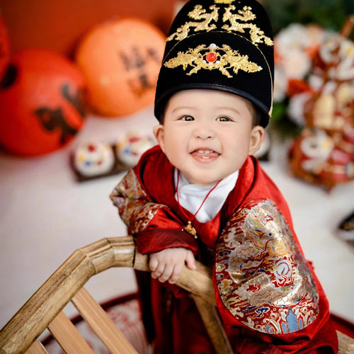周岁男宝礼服中式婴儿抓周状元服衣服儿童唐装男童汉服龙袍大褂冬