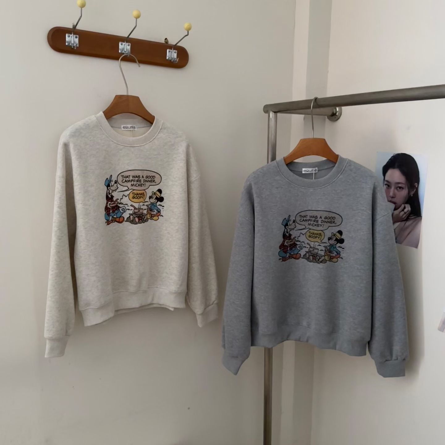 高飞米奇圆领加绒加厚棉卫衣女宽卫衣/绒衫