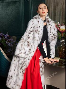 进口美国纯白山猫Lynx cat皮草外套奢华限量版大长款裘衣进口情侣