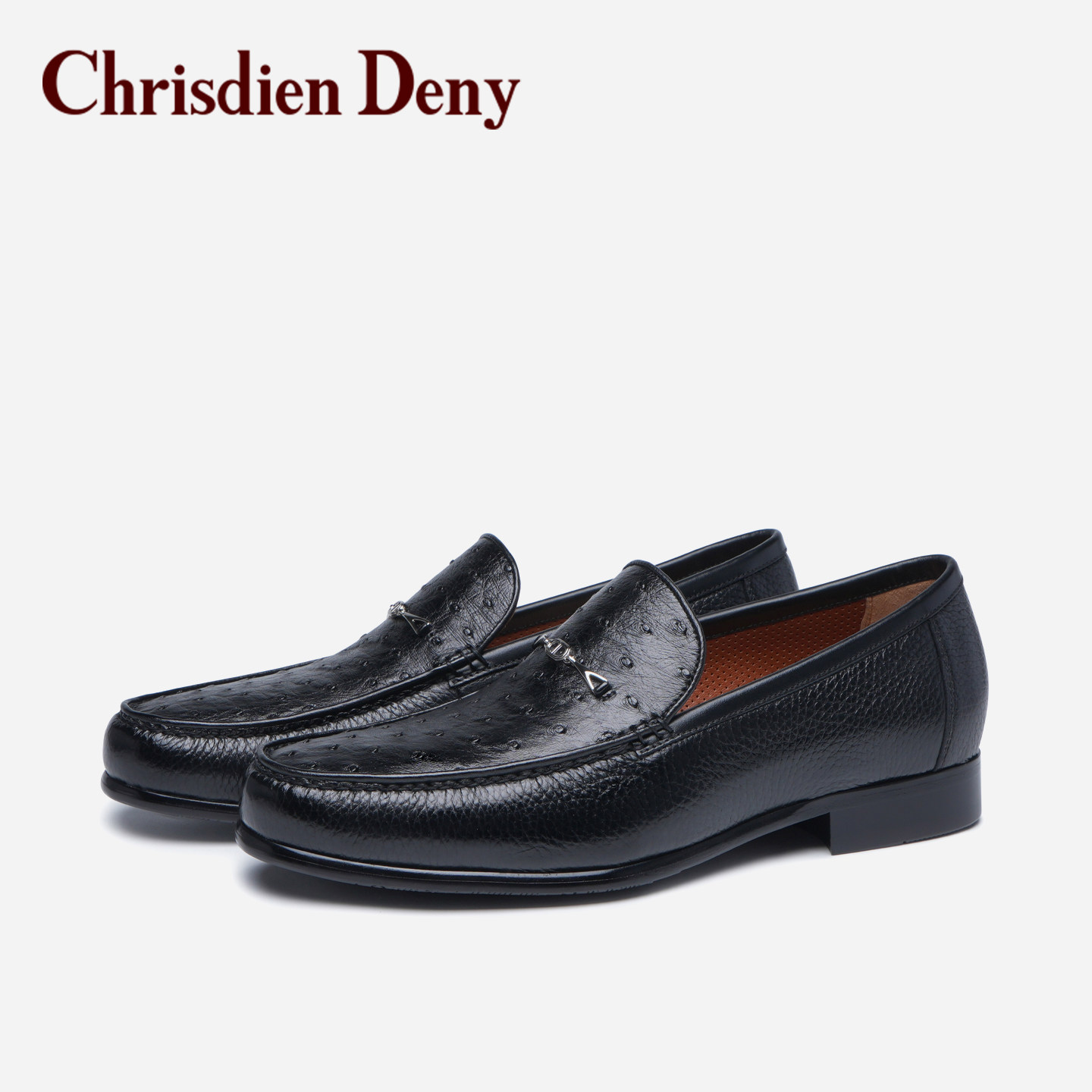 克雷斯丹尼鸵鸟皮男士乐福鞋真皮休闲一脚蹬英伦风商务鞋,流行男鞋,乐福鞋（豆豆鞋）,淘宝优惠券,粉丝福利购,淘宝优惠卷