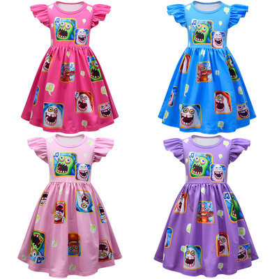 我的歌唱怪兽My Singing Monsters 女童飞飞袖A字裙公主连衣裙