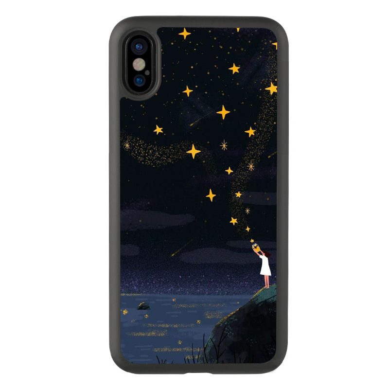 日韩11可爱女孩摘星适用于iphone1312promax手机壳xr保护套防摔xs