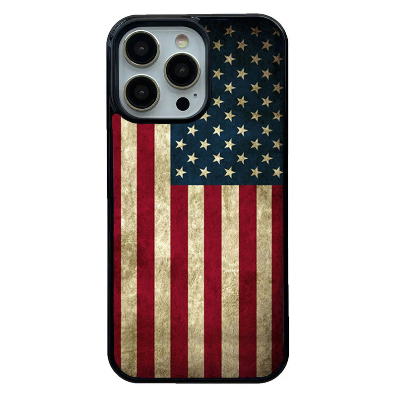 欧美复古风美国国旗适用于iPhone16promax手机壳个性苹果11/12/13/14/15防摔保护套7plus/xs来图定制