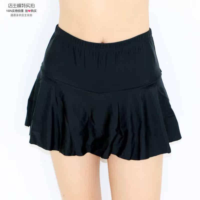 [通源泳衣工作室分体泳衣]大码裤裙平角纯色高腰遮肚显瘦防走光安月销量0件仅售39.9元