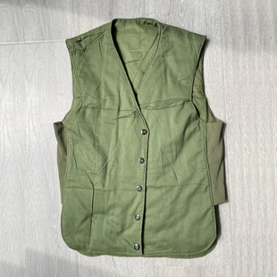 棉背心 冬季加厚防寒保暖V领系扣内搭布面中老年马甲