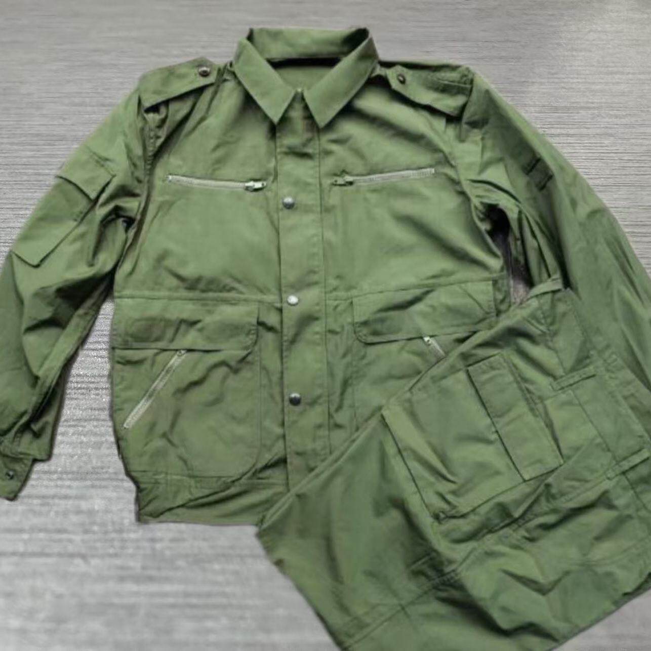 87夏季的确良夹克式工作服套装带屁兜结实耐磨户外春秋