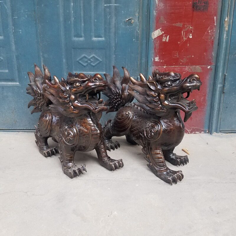 纯铜麒麟摆件商务工艺礼品送子