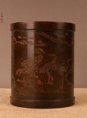 室内黄铜禅意风摆件笔筒香薰炉