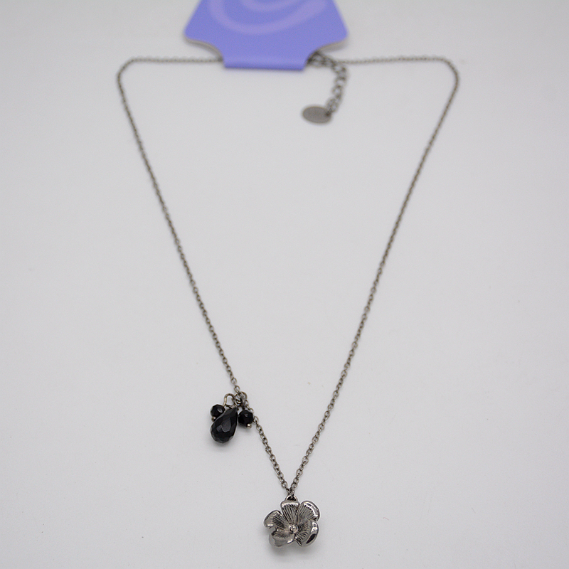 精致小花气质可爱黑色豆豆锁骨链