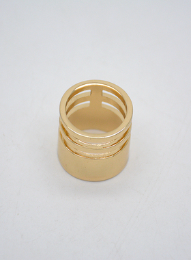 欧美夸张金色宽面大气朋克风戒指