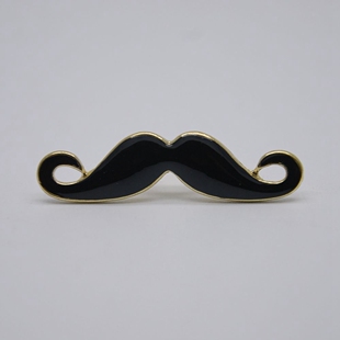 韩版黑色滴釉大胡子金色戒指可爱俏皮外贸饰品个性戒指小胡子项链