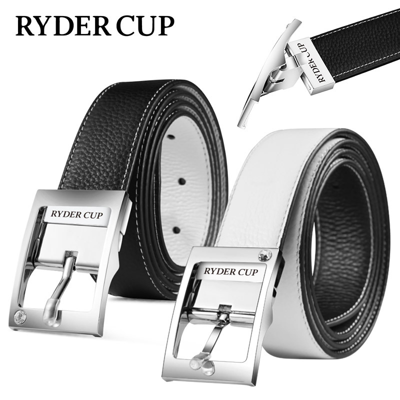 RYDER CUP高尔夫皮带男女款旋转扣头双面真皮腰带镶钻针扣 柔软