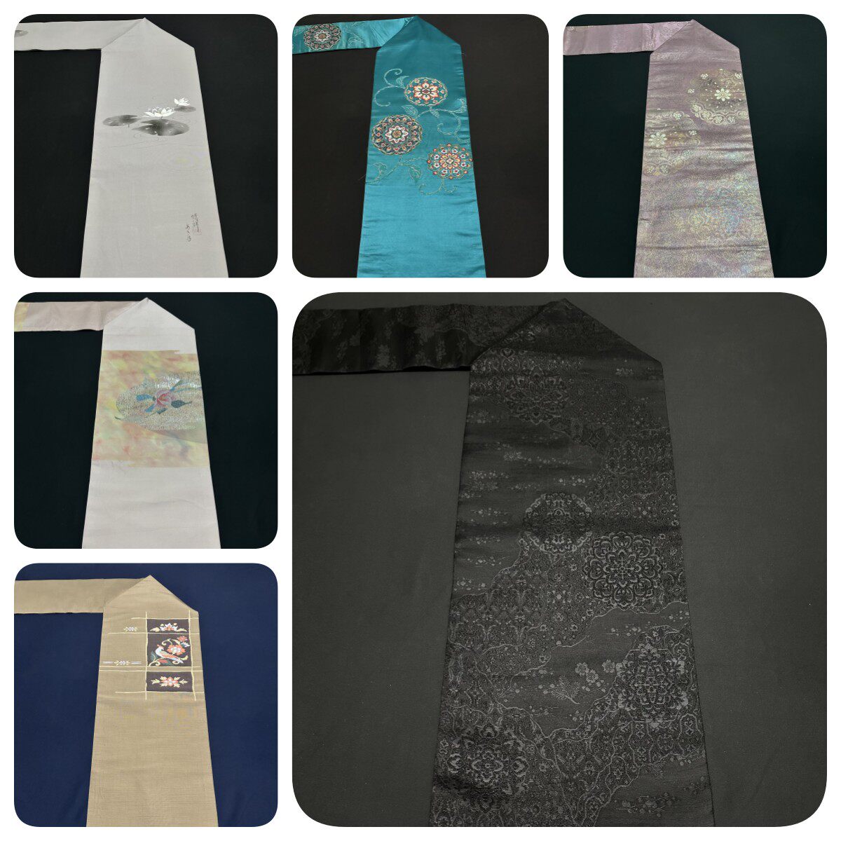 中古正绢西阵织日式和服名古屋带手工腰带金澜真丝DIY面料