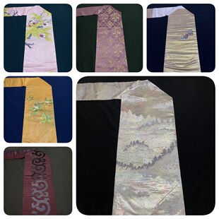 中古正绢西阵织日式和服名古屋带手工腰带金澜真丝DIY面料