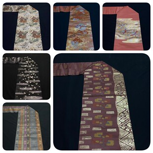 中古正绢西阵织日式和服名古屋带手工腰带金澜真丝DIY面料