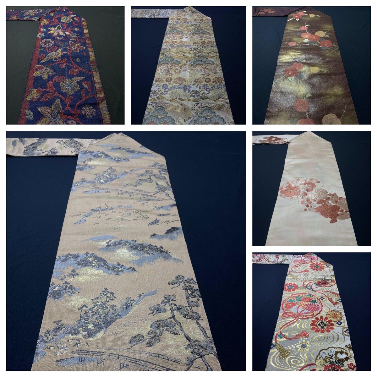 VINTAGE正绢西阵织日式和服六通袋带手工腰带金澜真丝茶席桌旗包