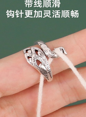 毛线钩织带线器复古创意孔雀开口戒指女民族风钩针指环戒环神器