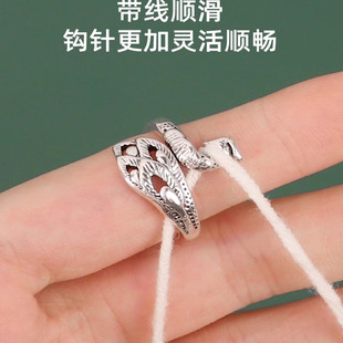 毛线钩织带线器复古创意孔雀开口戒指女民族风钩针指环戒环神器