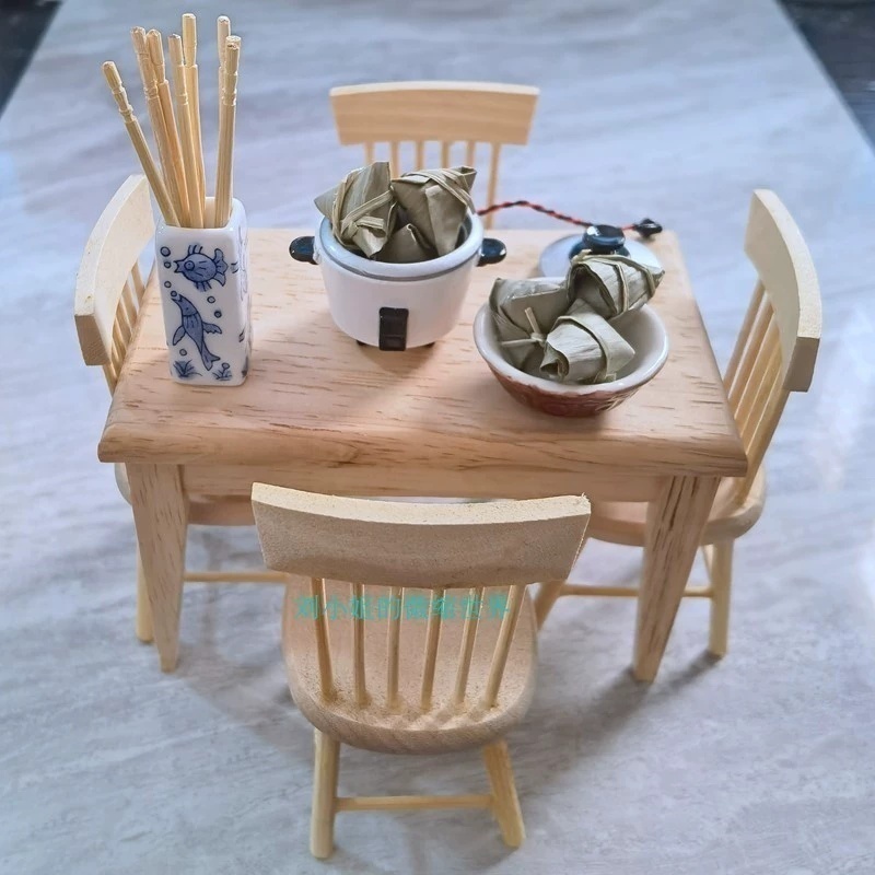 1：12微缩食玩 娃娃屋配件 端午节场景拍摄配件 仿真迷你粽子模型