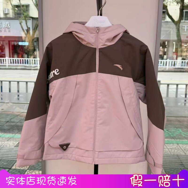 安踏女童摇粒绒连帽外套春季新款