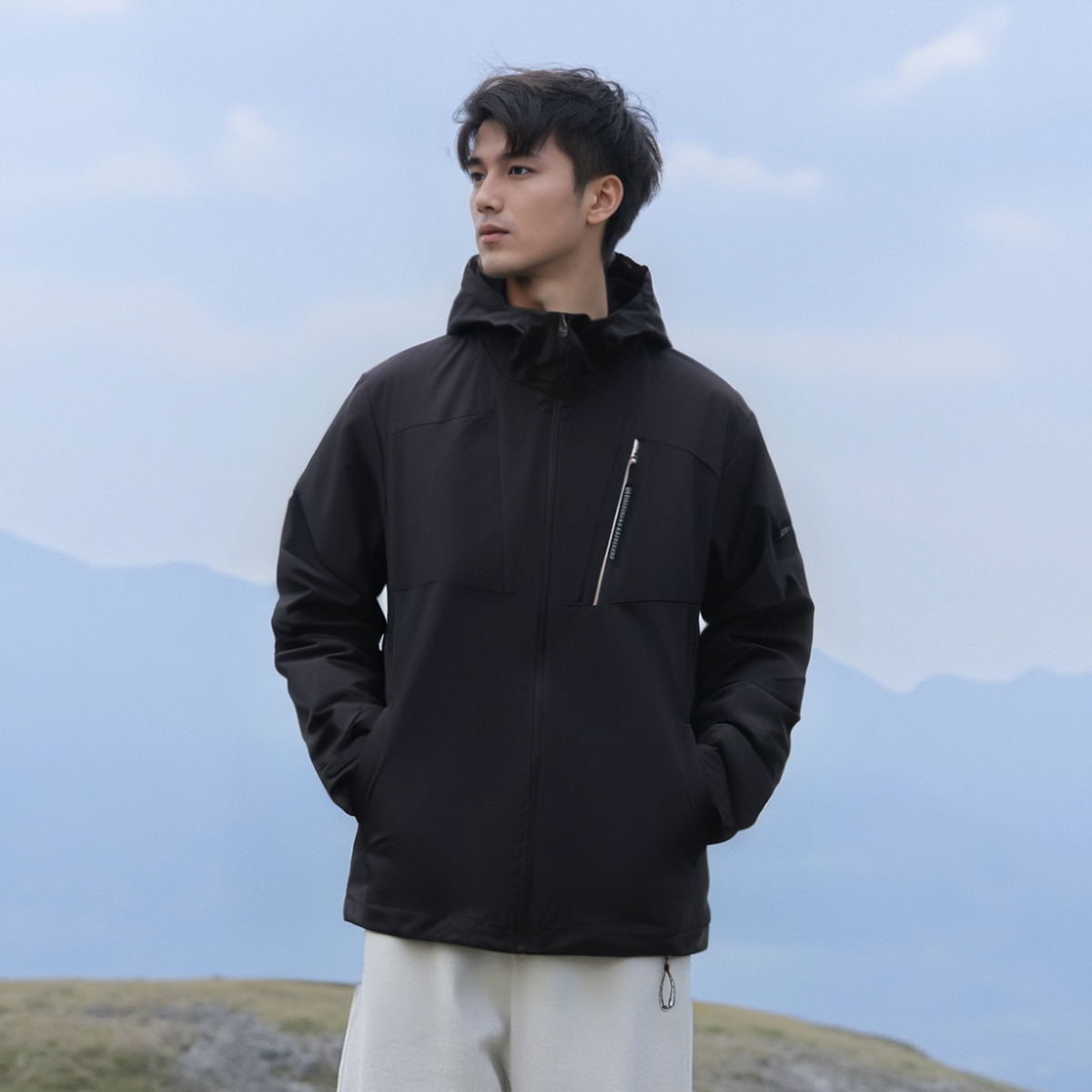 安踏外套男2025秋季新款防风连帽梭织速干百搭运动上衣152437606S