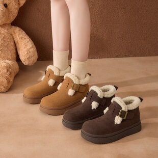 ZHR则则厚底勃肯鞋2025冬季新款加绒加厚保暖增高棉鞋雪地靴女靴