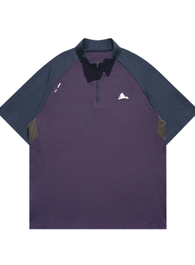 ZETOMITY 2025夏季反光印花功能性速干防晒运动立领撞色插肩短袖