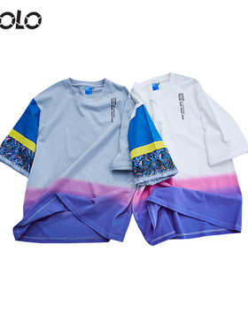 WINDERFLIES WINDINESS 19SS 原创设计潮牌 渐变吊染宽松短袖t恤