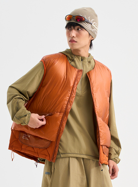 BLACK ARMADA 冬季90白鸭绒拼接羽绒服户外宽松保暖叠穿马甲外套