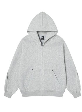 TAELE PLUS 简约纯色行者结构连帽拉链卫衣重磅宽松情侣休闲外套