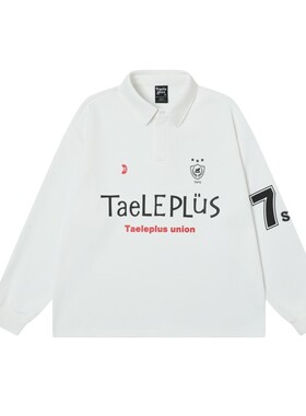 TAELE PLUS 秋季基础印花休闲运动POLO衫美式复古情侣宽松休闲T恤