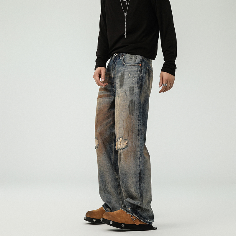 GPstudio美式复古破洞牛仔裤