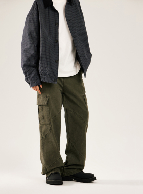 MAG 秋冬美式复古纯棉休闲裤日系宽松高街水洗阔腿工装直筒裤子