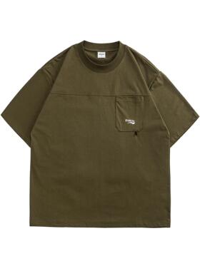 NEOISM 2025夏季新款胸前口袋装饰设计感圆领T恤宽松休闲短袖