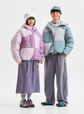 BLACK ARMADA 冬季防风户外拼接鸭绒连帽羽绒服加厚短防寒面包服