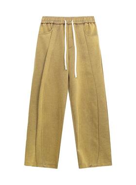 QUELLA  STRADA 秋季复古街头嘻哈垂感弯刀裤设计宽松直筒休闲裤