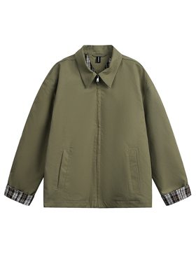 BLACKHOOP 2025春秋日系复古时尚夹克潮牌宽松翻领休闲拼色外套