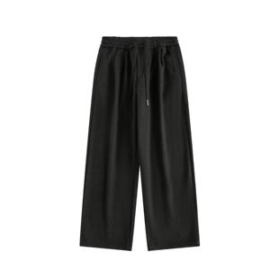 REFUSELOW 秋冬新款复古纯色简约加厚直筒西裤宽松加绒加厚阔腿裤