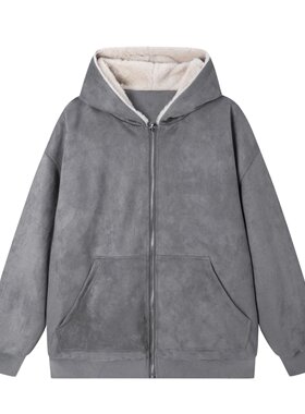 NEPLEURE 冬季美式复古立体猫耳朵连帽棉服情侣加绒保暖拉链外套