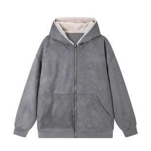 NEPLEURE 冬季美式复古立体猫耳朵连帽棉服情侣加绒保暖拉链外套