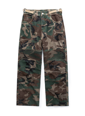 BLACK ARMADA 美式复古军事风宽松工装迷彩裤嘻哈堆叠感微喇长裤