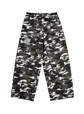 NandChn 2025年春季青春流行直筒型迷彩裤男装设计感阔腿裤