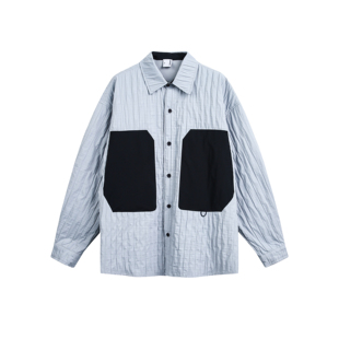 DEVILRAY 秋季新款美式街头休闲撞色大口袋长袖衬衫褶皱小众外套