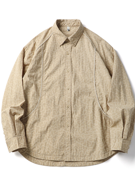 BLACK ARMADA 春夏小众豹纹翻领长袖衬衫复古插肩拼接休闲外套