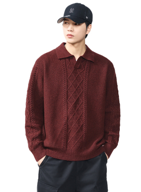 BLACK ARMADA 秋冬新品纯色休闲翻领宽松毛衣宽松街头内搭针织衫