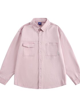 N-52TRW 2025春季新款复古别致口袋牛仔衬衫设计感宽松休闲上衣