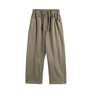 DEVILRAY 秋季百搭肌理感直筒工装长裤复古弧形镰刀卫裤