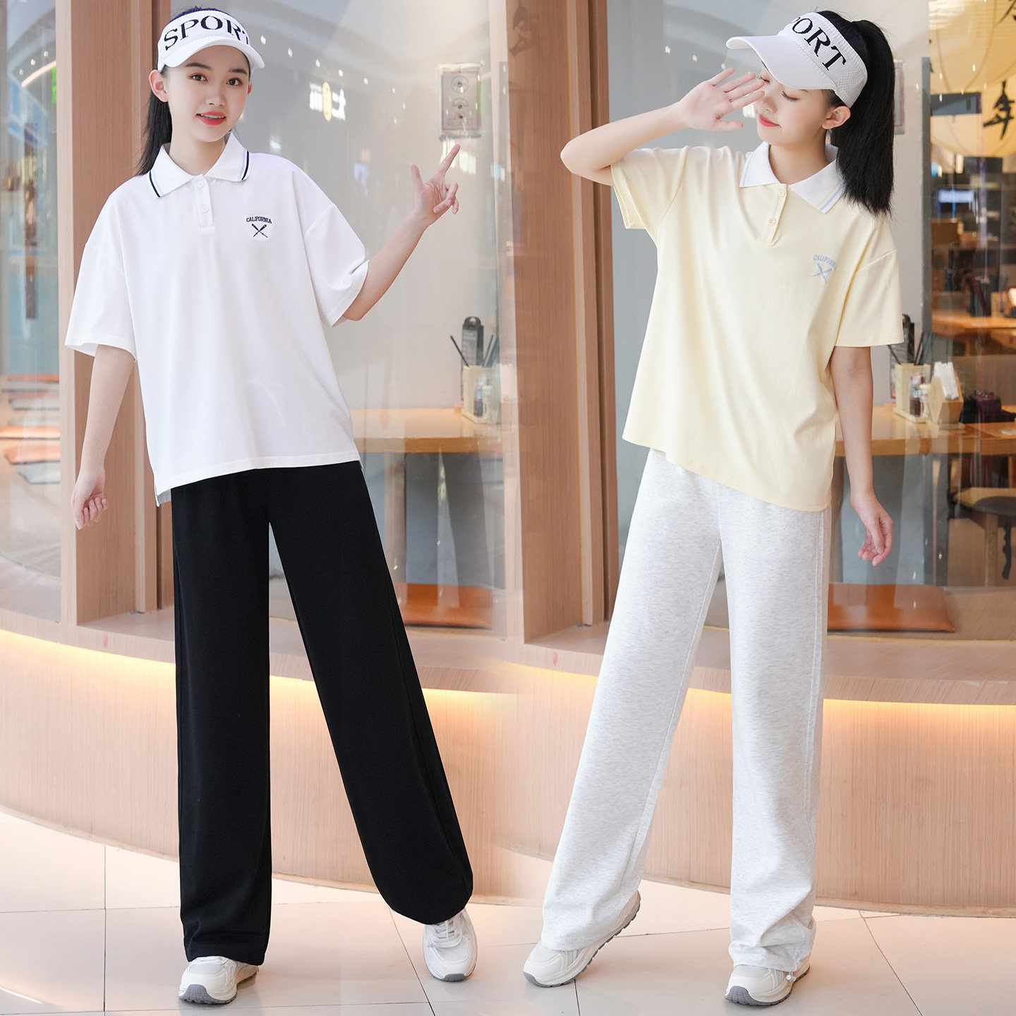 女大童夏装套装2026新款中大童女孩8-18岁学生宽松休闲T长裤套装
