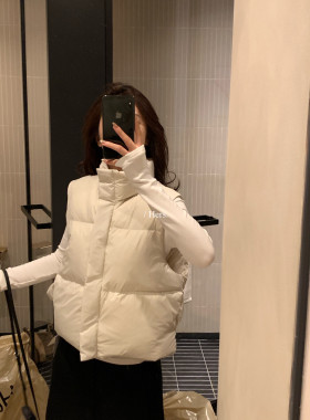 一勺甜Hers韩标90白鸭绒羽绒马甲女2025秋冬保暖立领面包92634