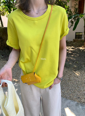 26年春款Hers简约日常通勤百搭基础多色圆领短袖T恤女80236